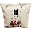 Geanta Canvas Tote pentru femei, model BTS Army 1, 40x51 cm, Bej, BEKZ® 16 Geanta Canvas Tote pentru femei
