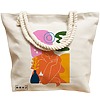 Geanta Canvas Tote pentru femei, model Contemplatie Abstracta, 40x51 cm, Bej, BEKZ® 17 model Contemplatie Abstracta