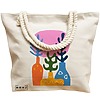 Geanta Canvas Tote pentru femei, model Gradina Abstracta, 40x51 cm, Bej, BEKZ® 17 model Gradina Abstracta