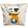 Geanta Canvas Tote pentru femei, model Abstract Human Art, 40x51 cm, Bej, BEKZ® 17 model Abstract Human Art