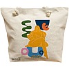 Geanta Canvas Tote pentru femei, model Abstract Human Art, 40x51 cm, Bej, BEKZ® 16 Geanta Canvas Tote pentru femei