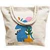 Geanta Canvas Tote pentru femei, model Abstract Connection, 40x51 cm, Bej, BEKZ® 17 model Abstract Connection