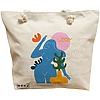 Geanta Canvas Tote pentru femei, model Abstract Connection, 40x51 cm, Bej, BEKZ® 16 Geanta Canvas Tote pentru femei