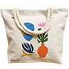 Geanta Canvas Tote pentru femei, model Forms and Faces, 40x51 cm, Bej, BEKZ® 17 model Forms and Faces