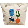 Geanta Canvas Tote pentru femei, model Forms and Faces, 40x51 cm, Bej, BEKZ® 16 Geanta Canvas Tote pentru femei
