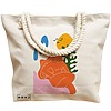 Geanta Canvas Tote pentru femei, model Abstract Connection, 40x51 cm, Bej, BEKZ® 17 model Abstract Connection