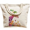 Geanta Canvas Tote pentru femei, model Colorful Giraffe, 40x51 cm, Bej, BEKZ® 17 model Colorful Giraffe