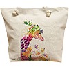 Geanta Canvas Tote pentru femei, model Colorful Giraffe, 40x51 cm, Bej, BEKZ® 16 Geanta Canvas Tote pentru femei