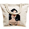 Geanta Canvas Tote pentru femei, model Stylish Girl, 40x51 cm, Bej, BEKZ® 17 model Stylish Girl