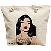 Geanta Canvas Tote pentru femei, model Stylish Girl, 40x51 cm, Bej, BEKZ® 16 Geanta Canvas Tote pentru femei