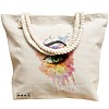 Geanta Canvas Tote pentru femei, model Eye Art Pattern, 40x51 cm, Bej, BEKZ® 17 model Eye Art Pattern