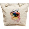 Geanta Canvas Tote pentru femei, model Eye Art Pattern, 40x51 cm, Bej, BEKZ® 16 Geanta Canvas Tote pentru femei