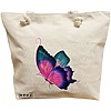 Geanta Canvas Tote pentru femei, model Colorful Butterfly, 40x51 cm, Bej, BEKZ® 16 Geanta Canvas Tote pentru femei
