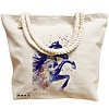 Geanta Canvas Tote pentru femei, model Watercolor Horse, 40x51 cm, Bej, BEKZ® 17 model Watercolor Horse