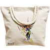 Geanta Canvas Tote pentru femei, model Watercolor Bird, 40x51 cm, Bej, BEKZ® 17 model Watercolor Bird