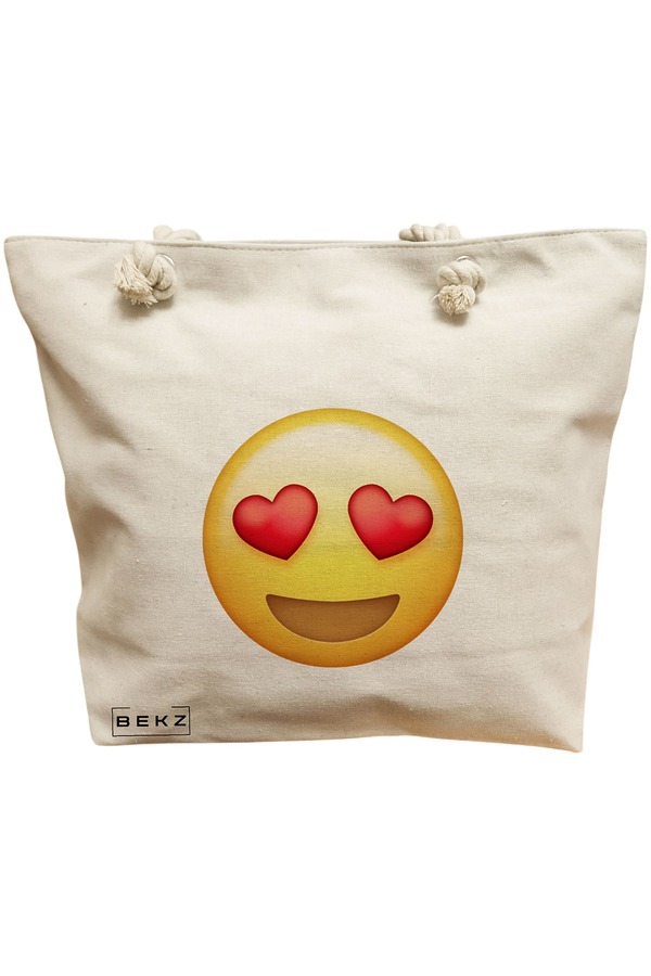Geanta Canvas Tote pentru femei, model Love, 40x51 cm, Bej, BEKZ® 11 Geanta Canvas Tote pentru femei