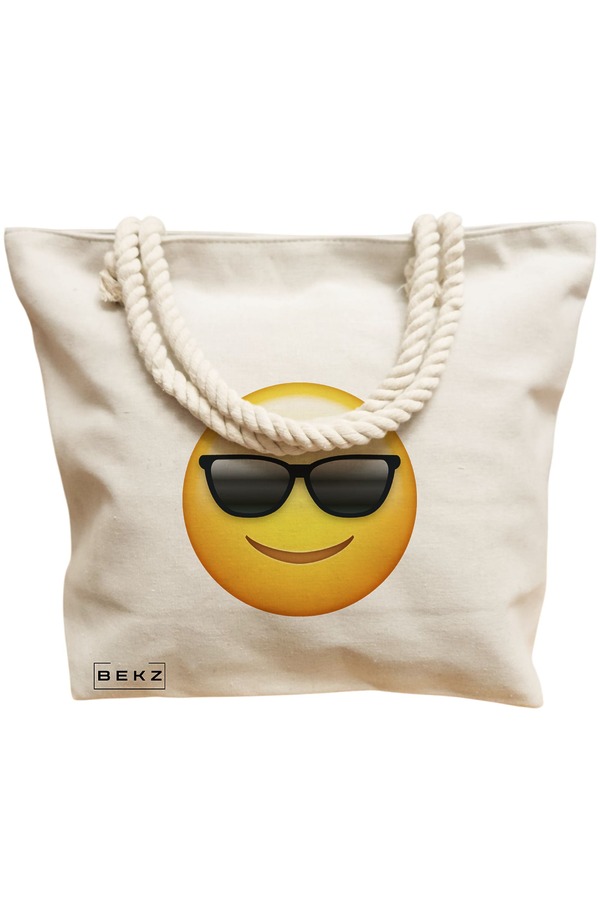 Geanta Canvas Tote pentru femei, model Cool, 40x51 cm, Bej, BEKZ® 12 model Cool