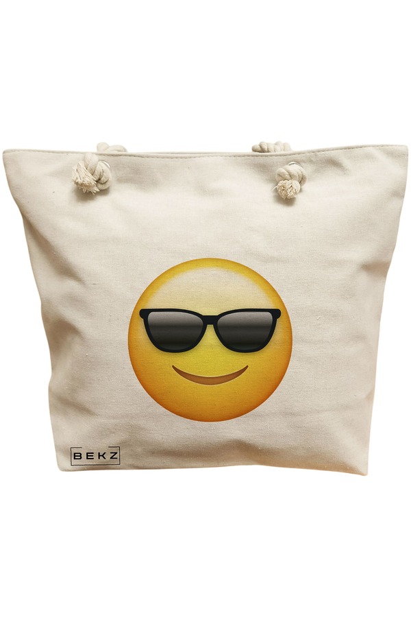 Geanta Canvas Tote pentru femei, model Cool, 40x51 cm, Bej, BEKZ® 11 Geanta Canvas Tote pentru femei