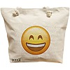 Geanta Canvas Tote pentru femei, model Happy Emoji, 40x51 cm, Bej, BEKZ® 16 Geanta Canvas Tote pentru femei
