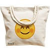 Geanta Canvas Tote pentru femei, model Smiling Emoji, 40x51 cm, Bej, BEKZ® 17 model Smiling Emoji