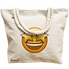 Geanta Canvas Tote pentru femei, model Wow Emoji, 40x51 cm, Bej, BEKZ® 17 model Wow Emoji