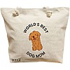 Geanta Canvas Tote pentru femei, model World’s best dog mom, 40x51 cm, Bej, BEKZ® 16 Geanta Canvas Tote pentru femei
