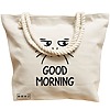 Geanta Canvas Tote pentru femei, model Good Morning, 40x51 cm, Bej, BEKZ® 17 model Good Morning