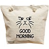 Geanta Canvas Tote pentru femei, model Good Morning, 40x51 cm, Bej, BEKZ® 16 Geanta Canvas Tote pentru femei