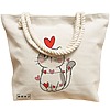 Geanta Canvas Tote pentru femei, model Kitty Love, 40x51 cm, Bej, BEKZ® 17 model Kitty Love