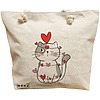 Geanta Canvas Tote pentru femei, model Kitty Love, 40x51 cm, Bej, BEKZ® 16 Geanta Canvas Tote pentru femei