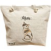 Geanta Canvas Tote pentru femei, model Meow 2, 40x51 cm, Bej, BEKZ® 16 Geanta Canvas Tote pentru femei