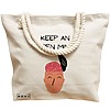 Geanta Canvas Tote pentru femei, model Keep an open mind, 40x51 cm, Bej, BEKZ® 17 model Keep an open mind