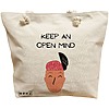 Geanta Canvas Tote pentru femei, model Keep an open mind, 40x51 cm, Bej, BEKZ® 16 Geanta Canvas Tote pentru femei