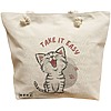 Geanta Canvas Tote pentru femei, model Take it Easy, 40x51 cm, Bej, BEKZ® 16 Geanta Canvas Tote pentru femei