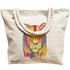Geanta Canvas Tote pentru femei, model Watercolor Lion, 40x51 cm, Bej, BEKZ® 17 model Watercolor Lion