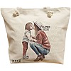 Geanta Canvas Tote pentru femei, model Super mom 3, 40x51 cm, Bej, BEKZ® 16 Geanta Canvas Tote pentru femei
