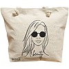 Geanta Canvas Tote pentru femei, model Beauty Girl, 40x51 cm, Bej, BEKZ® 16 Geanta Canvas Tote pentru femei