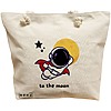 Geanta Canvas Tote pentru femei, model To the moon, 40x51 cm, Bej, BEKZ® 16 Geanta Canvas Tote pentru femei