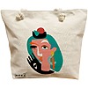 Geanta Canvas Tote pentru femei, model Abstract face, 40x51 cm, Bej, BEKZ® 16 Geanta Canvas Tote pentru femei