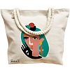 Geanta Canvas Tote pentru femei, model Abstract face, 40x51 cm, Bej, BEKZ® 17 model Abstract face