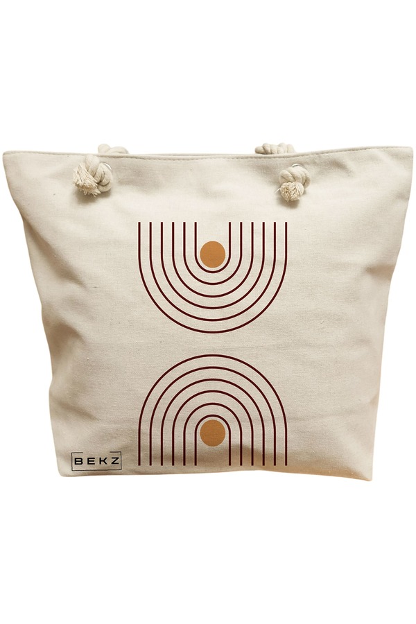 Geanta Canvas Tote pentru femei, model Sunshine Arches, 40x51 cm, Bej, BEKZ® 11 Geanta Canvas Tote pentru femei