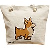 Geanta Canvas Tote pentru femei, model 8bit Doggo, 40x51 cm, Bej, BEKZ® 16 Geanta Canvas Tote pentru femei