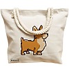 Geanta Canvas Tote pentru femei, model 8bit Doggo, 40x51 cm, Bej, BEKZ® 17 model 8bit Doggo