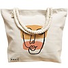 Geanta Canvas Tote pentru femei, model Lines Art, 40x51 cm, Bej, BEKZ® 17 model Lines Art