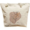 Geanta Canvas Tote pentru femei, model Flower Girl, 40x51 cm, Bej, BEKZ® 16 Geanta Canvas Tote pentru femei