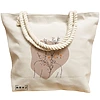 Geanta Canvas Tote pentru femei, model Flower Girl, 40x51 cm, Bej, BEKZ® 17 model Flower Girl