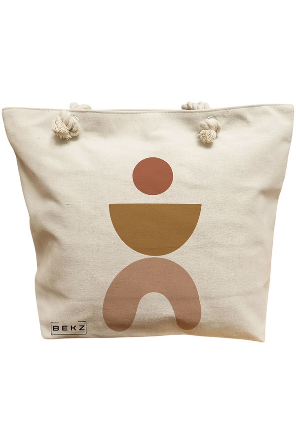 Geanta Canvas Tote pentru femei, model Geometric Art, 40x51 cm, Bej, BEKZ® 11 Geanta Canvas Tote pentru femei
