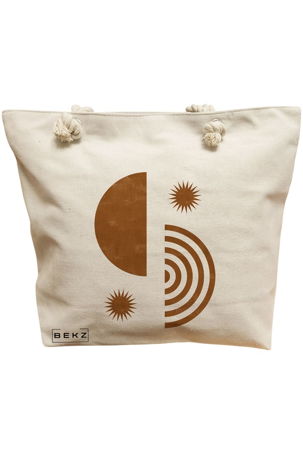 Geanta Canvas Tote pentru femei, model Solar Energy, 40x51 cm, Bej, BEKZ® 11 Geanta Canvas Tote pentru femei