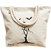 Geanta Canvas Tote pentru femei, model The Haunted Tree, 40x51 cm, Bej, BEKZ® 17 model The Haunted Tree