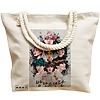 Geanta Canvas Tote pentru femei, model BTS Army 3, 40x51 cm, Bej, BEKZ® 17 model BTS Army 3